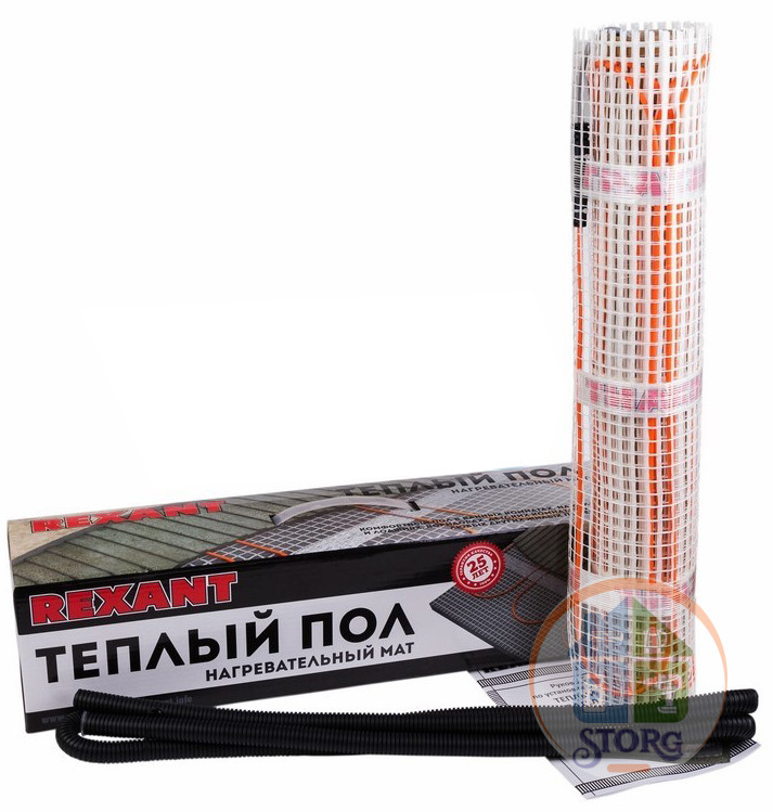 Теплый пол нагревательный мат REXANT, площадь 7,0 м2, 0,5х14,0 м, 1120Вт, двух жильный