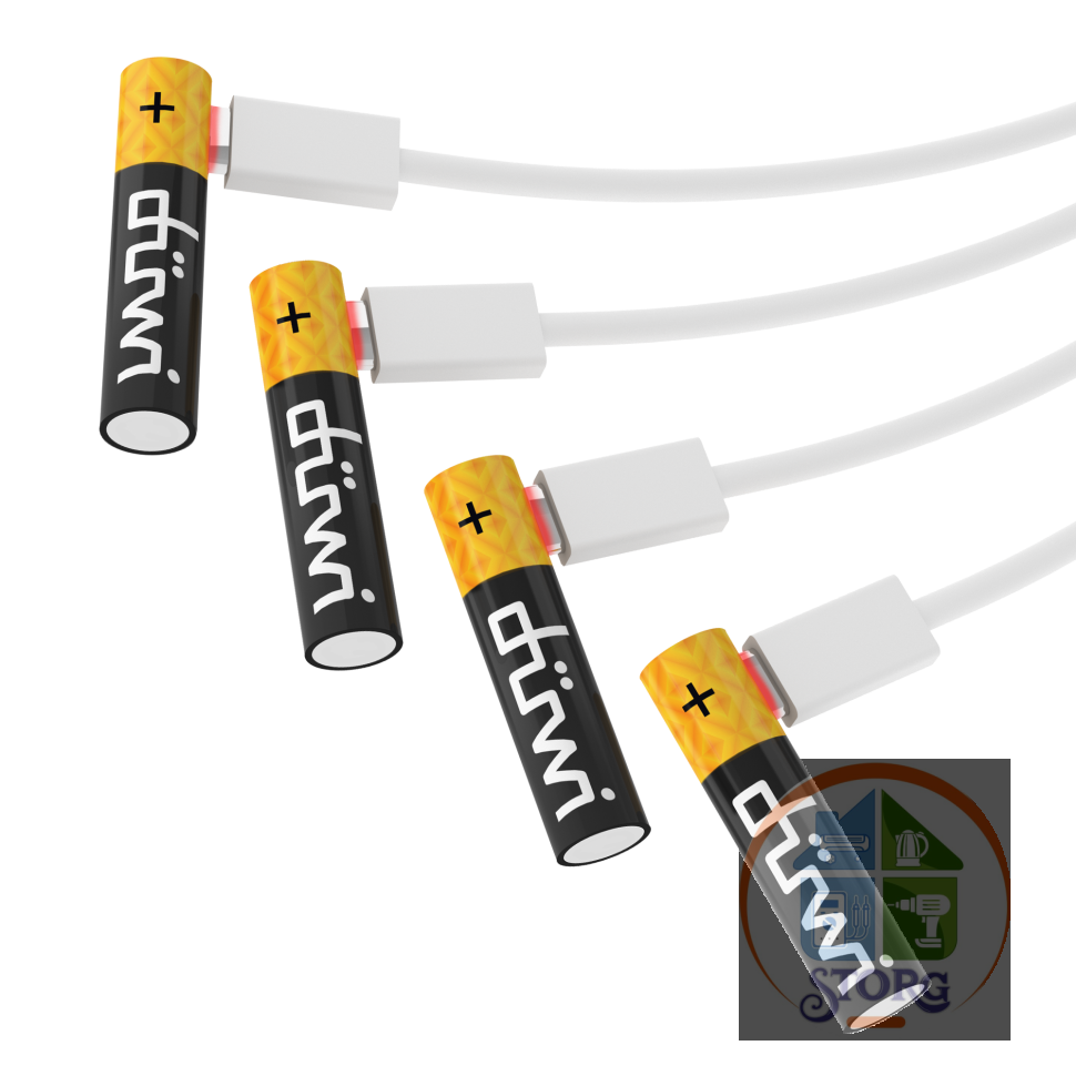 Аккумулятор USB-С, Li-ion, ААА, 1,2В, 450мАч, 4шт, кабель для зарядки, Duwi 62013 6