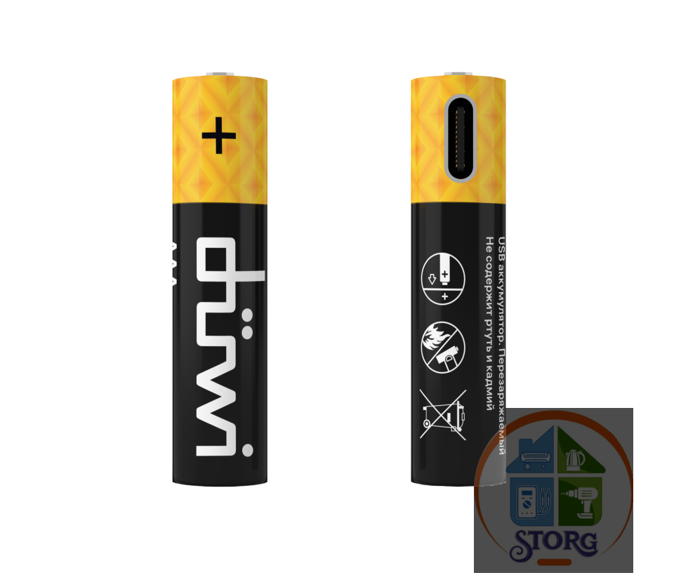 Аккумулятор USB-С, Li-ion, ААА, 1,2В, 450мАч, 4шт, кабель для зарядки, Duwi 62013 6