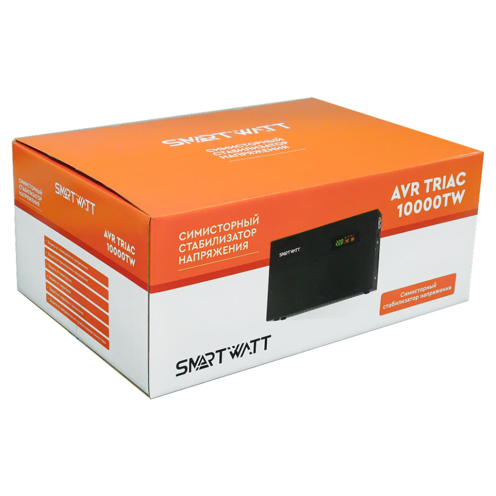 Стабилизатор напряжения симисторный SMARTWATT AVR Triac 10000TW (10000ВА, 100–260 В, 12 мес.гар.) Стабилизатор напряжения симисторный SMARTWATT AVR Triac 10000TW (10000ВА, 100–260 В, 12 мес.гар.)
