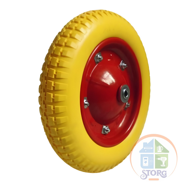 Колесо для тачки GROWER PU1301, 14"х3,25х8/20/80 цв.красный, в упаковке 5шт
