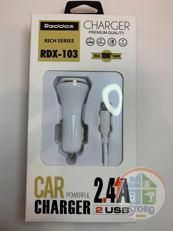 AЗУ Reddax RDX-103 5V2,4A + кабель MicroUSB белый