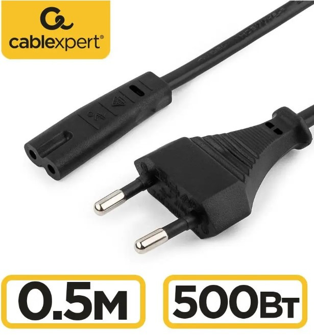 Кабель питания восьмёрка CEE 7/16 - C7 Gembird/Cablexpert, 0.5метра , 2,5А, 500В ( для радио и тп )