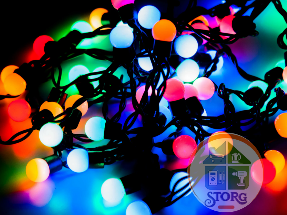 Уличная Гирлянда S-Torg 40Led Шарик (разноцвет) черный провод