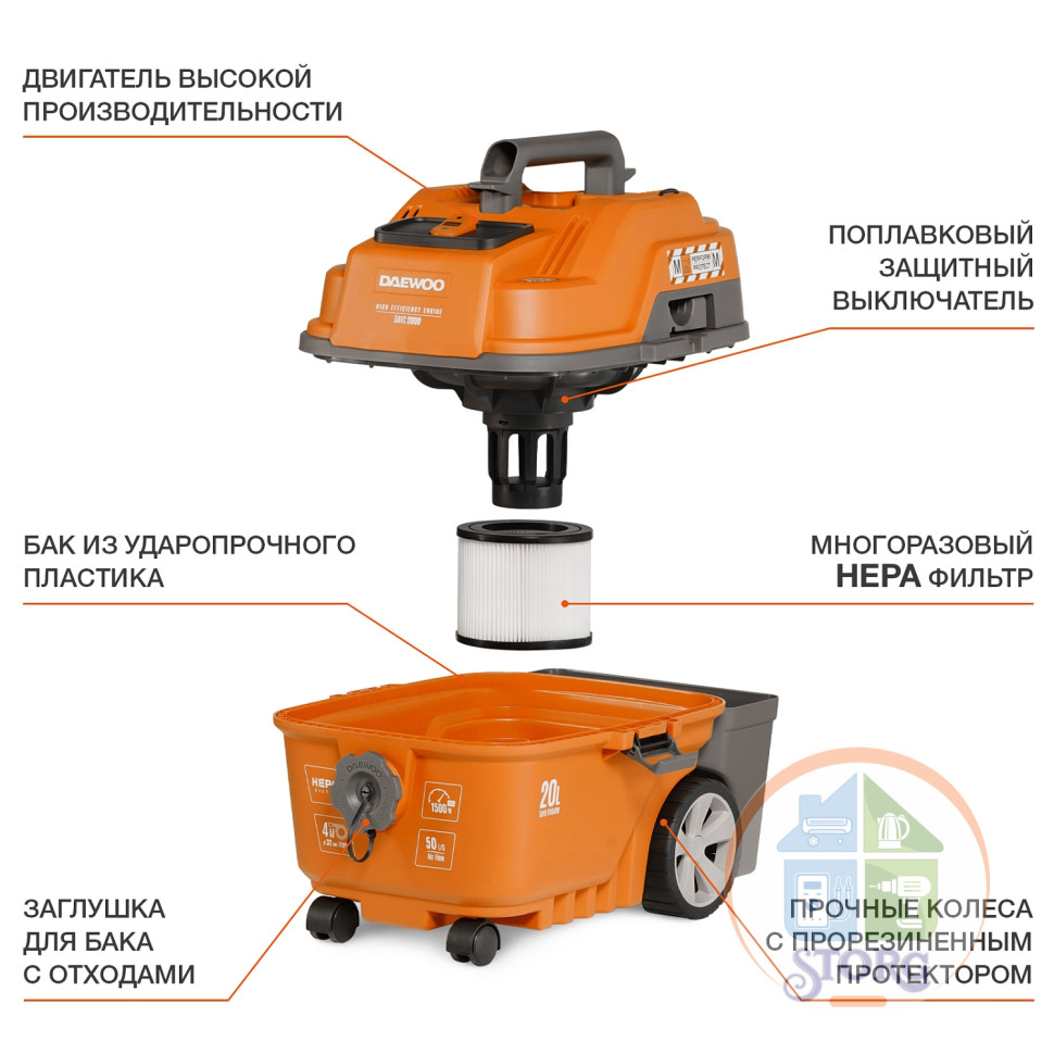 Пылесос строительный универсальный DAEWOO DAVC 2000