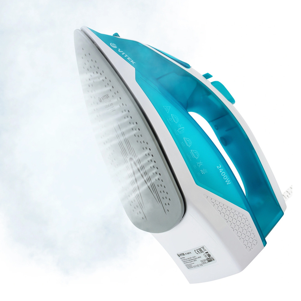 Утюг Vitek VT-8307 B синий/белый, 2400 Вт, 35 г/мин, 140 г/мин, 260 мл