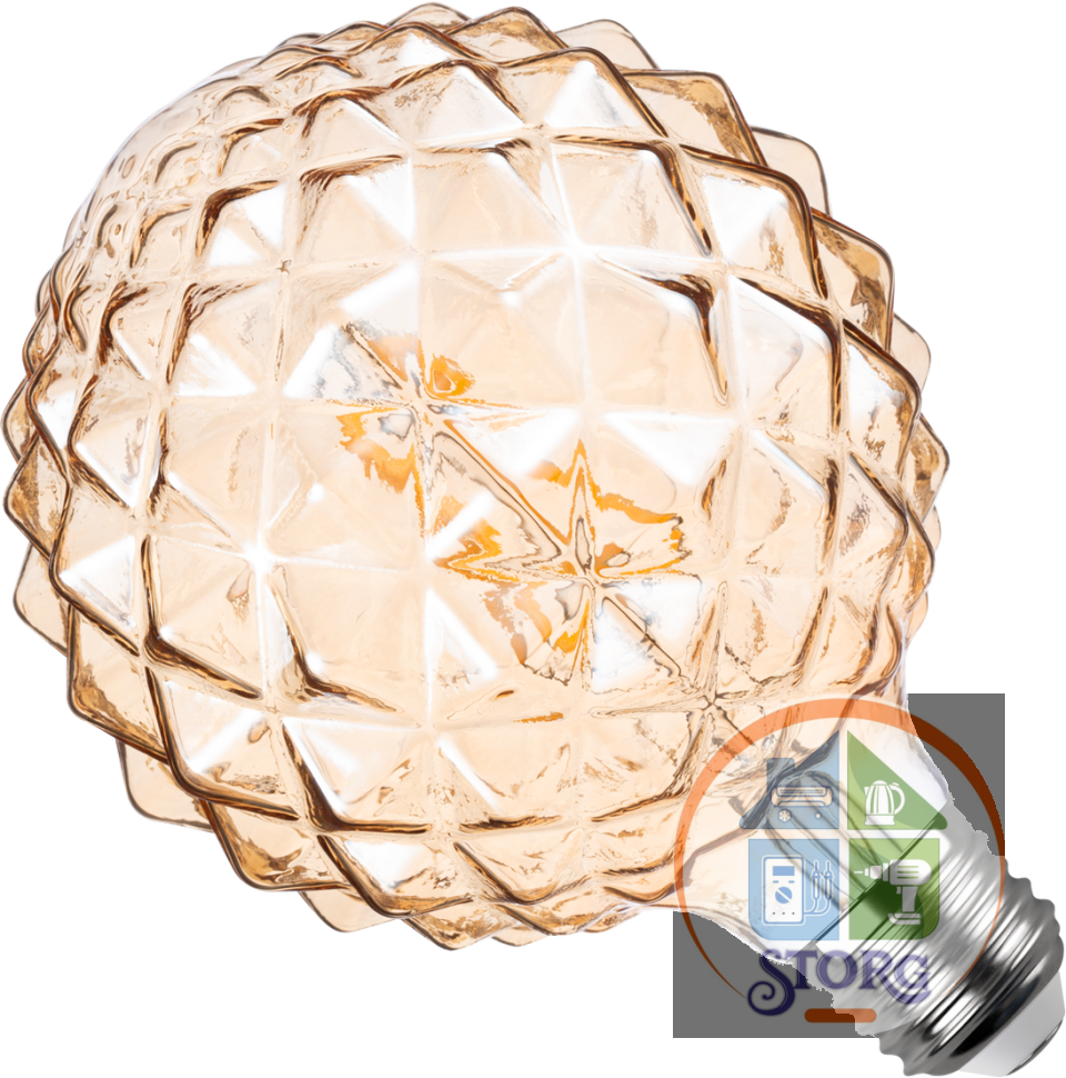 Лампа REV LED VINTAGE GOLD FILAMENT колба "Кристалл" шар G125 E27 5W, 2200K, DECO Premium, теплый свет