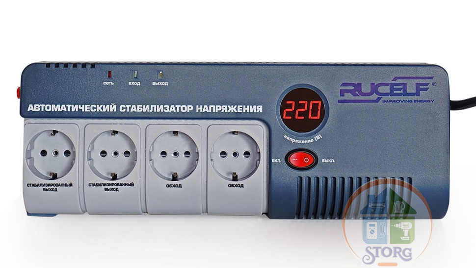 Стабилизатор напряжения релейный RUCELF SRW-1000-D (1000ВА, 140-260В, 12 мес гарантия)