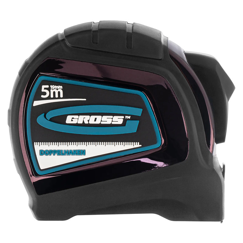 Рулетка Gross "Doppelhaken", 5 м x 19 мм, двухсторонний зацеп, нейлон, двуст. шкала, автоматич.