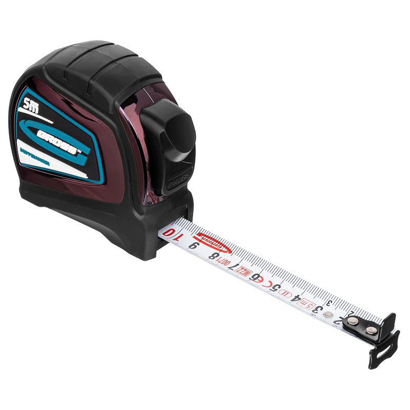 Рулетка Gross "Doppelhaken", 5 м x 19 мм, двухсторонний зацеп, нейлон, двуст. шкала, автоматич.