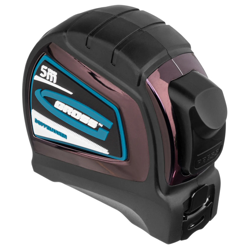 Рулетка Gross "Doppelhaken", 5 м x 19 мм, двухсторонний зацеп, нейлон, двуст. шкала, автоматич.