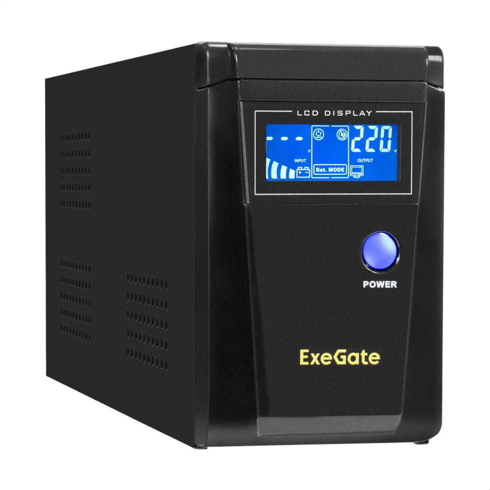 Источник бесперебойного питания (инвертор, синус, для котла) ExeGate SineTower SN-600.LCD.AVR.2SH 600VA/360W, чистая синусоида, LCD дисплей, AVR, 2*Schuko, линейно-интерактивный, черный Источник бесперебойного питания (инвертор, синус, для котла) ExeGate SineTower SN-600.LCD.AVR.2SH 600VA/360W, чистая синусоида, LCD дисплей, AVR, 2*Schuko, линейно-интерактивный, черный