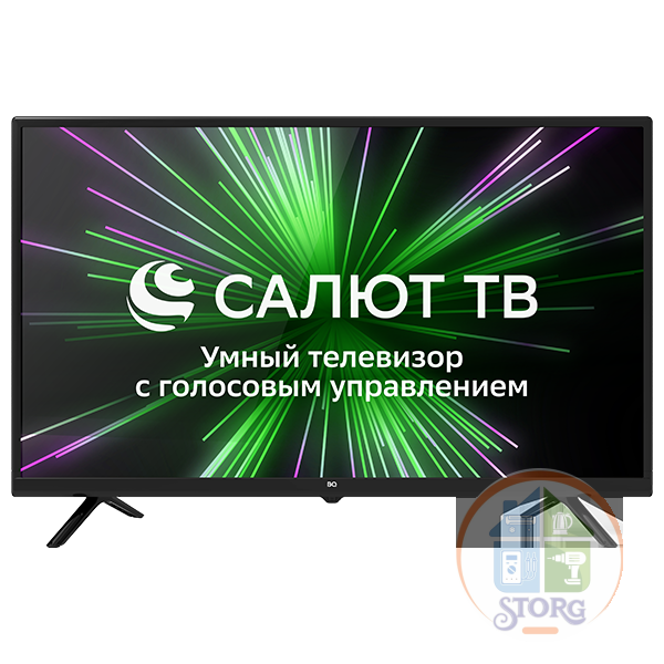 32" Телевизор BQ 32S09B чёрный 1366x768, HD READY, 50 Гц, Frameless, Wi-Fi, Smart TV, DVB-T2, DVB-C, DVB-S2, USB, HDMI Салют ТВ