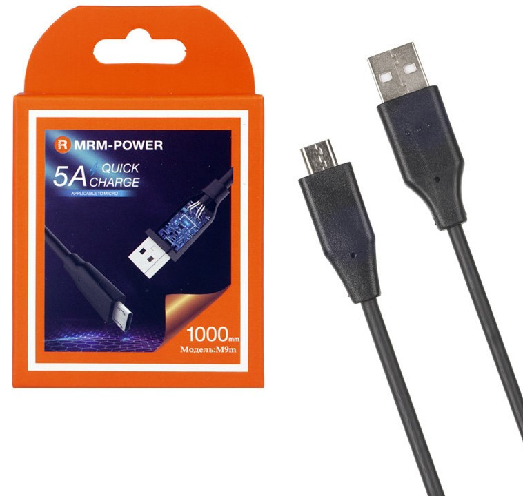 Кабель USB MRM M9m  Micro 5A силиконовый 1000mm black