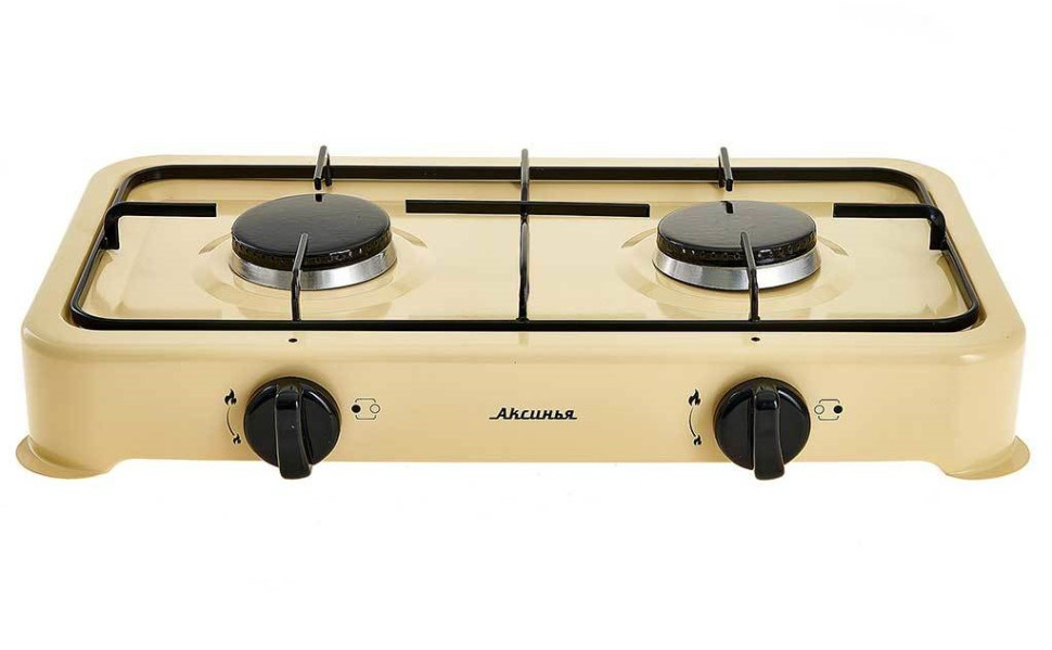Плита газовая АКСИНЬЯ КС-106, бежевый, 2200Вт, 2-конфорочная, эмаль легкой чистки