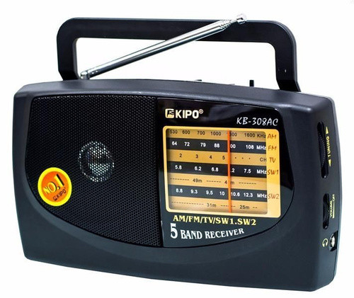 Радиоприемник KIPO KB-308AС (ORIG) ( FM, УКВ, СВ, КВ, питание от сети и бат.R20 , AUX)