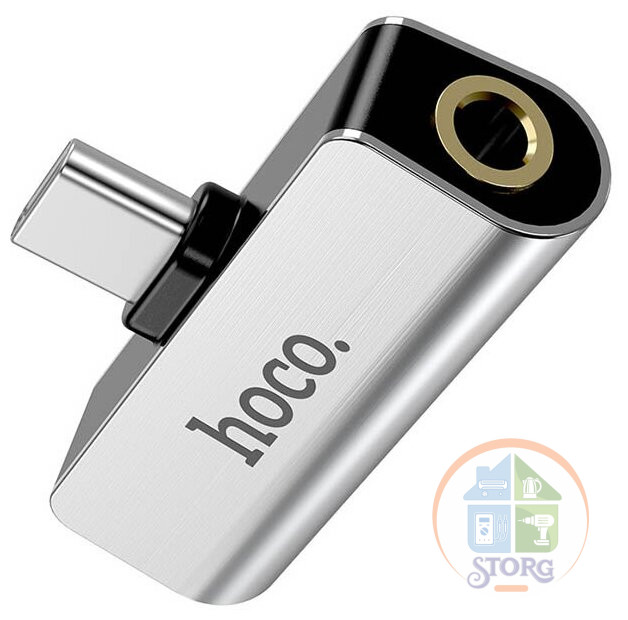 Адаптер HOCO LS26 Type-C 2-in-1 audio converter (silver)