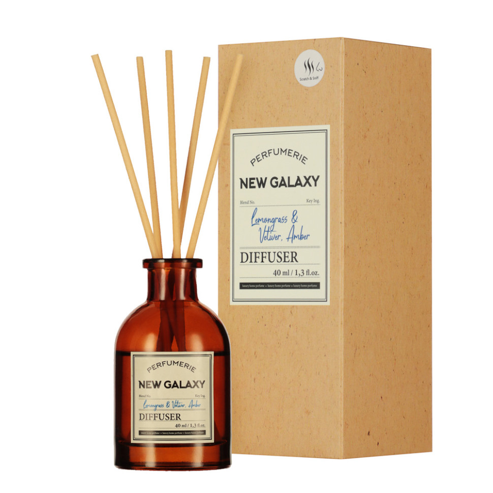 Диффузор NEW GALAXY Perfumerie, Lemongrass & Vetiver, Amber, 40мл