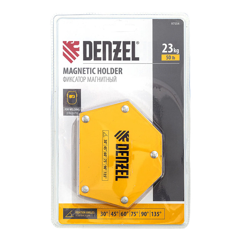Фиксатор магнитный Denzel для сварочных работ усилие 50 LB, 30х45х60х75х90х135 град.
