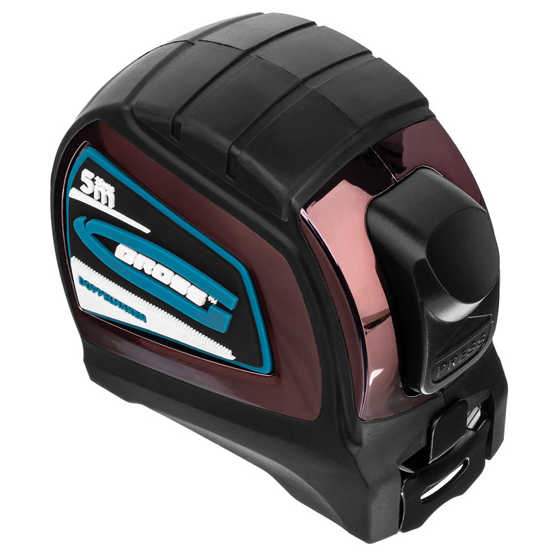 Рулетка Gross "Doppelhaken", 5 м x 25 мм, двухсторонний зацеп, нейлон, двуст. шкала, автоматич.