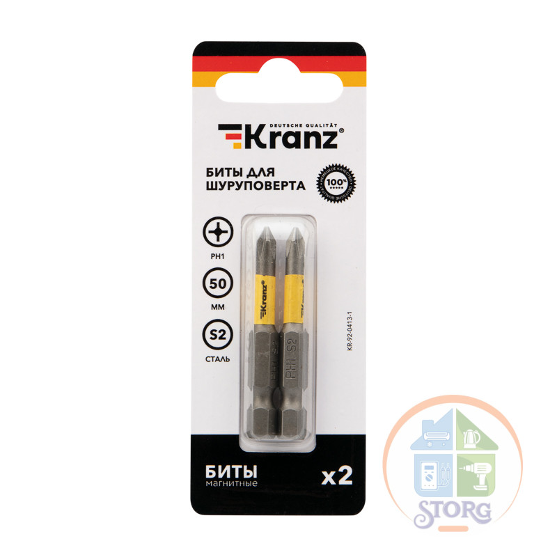 Бита для шуруповерта KRANZ PH1х50 мм (2 шт./уп.)