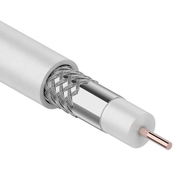 Кабель PROconnect RG-6U (75 Ом), CCS/Al/Al (0,75/Al/24*0,12 мм) 32%, (бухта 100 м), Белый LIGHT