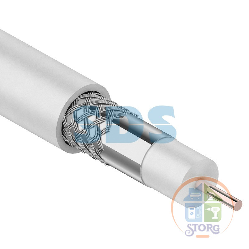 Кабель RG-6U (75 Ом), CCS/Al/Al (0,75/Al/24*0,12 мм) 32%, (бухта 100 м), белый PROconnect LIGHT