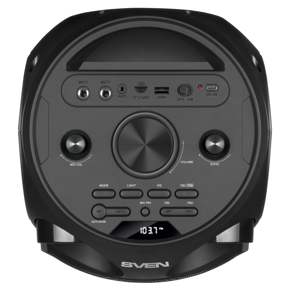 Колонка Bluetooth АС SVEN PS-750, черный (80 Вт, TWS, FM, USB, microSD, LED-дисплей, 2х4400мА*ч)