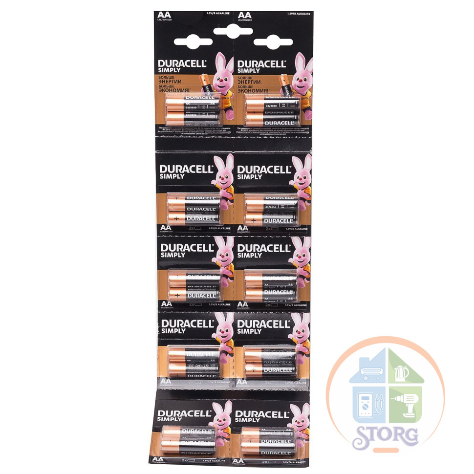 Элемент питания Duracell LR6 BL2x10 MN1500 Отрывной CN ( уп.200шт )