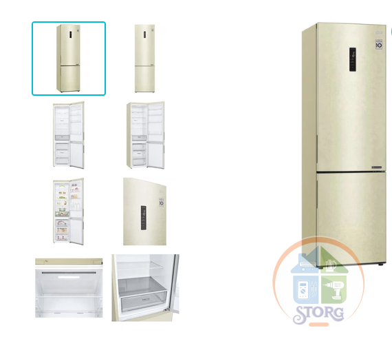 Холодильник LG GA-B509CESL бежевый двухкамерный 203x59.5x68.2см Общий объем холодильной камеры 384 л Общий объем морозильной камеры 107 л дисплей
