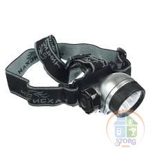 Фонарь налобный ЧИНГИСХАН, 10 ярк. LED, 3xAAA, 6х4,2 см