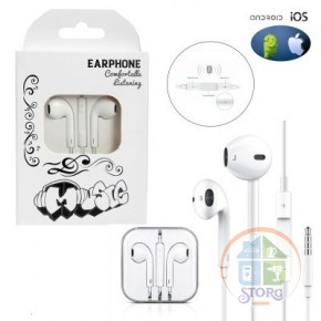 Наушники проводные с микрофоном MRM M10 White (iOS&Android)