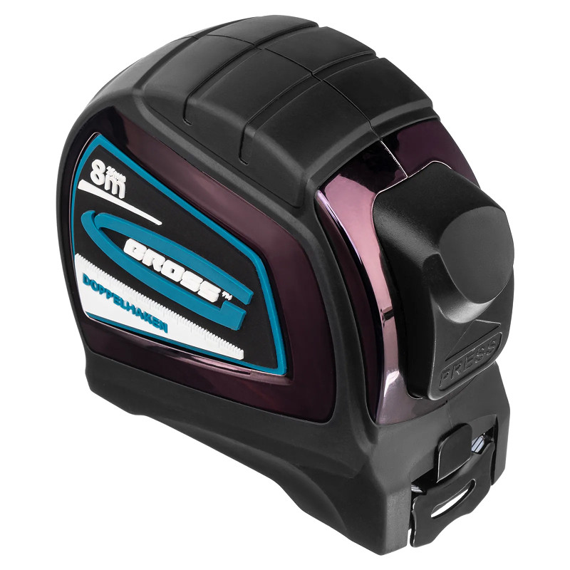 Рулетка Gross "Doppelhaken", 8 м x 25 мм, двухсторонний зацеп, нейлон, двуст. шкала, автоматич.