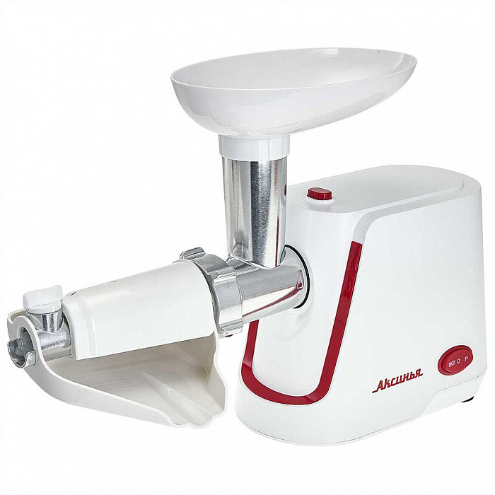 Мясорубка электрическая АКСИНЬЯ КС-2002, белый с красным, 2000Вт, реверс, соковыжималка