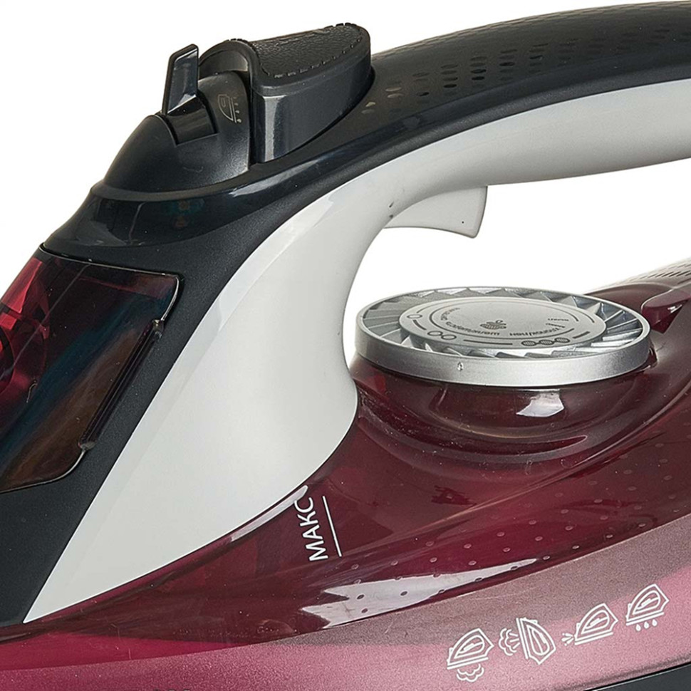 Утюг DELTA LUX DE-3009 Черный с бордовым, 3000Вт,  керамика, антикапля, антинакипь, 3 реж.