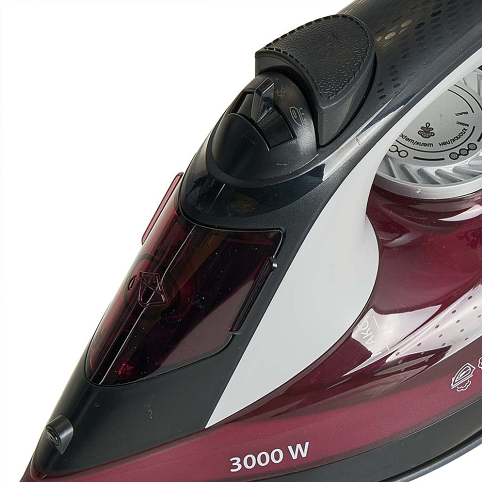 Утюг DELTA LUX DE-3009 Черный с бордовым, 3000Вт,  керамика, антикапля, антинакипь, 3 реж.