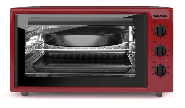 Духовой шкаф WILLMARK WOF-505R (Красный; Мощность 1500Вт; Объем 50л; Конвекция; Эмаль; Лампа;Таймер)