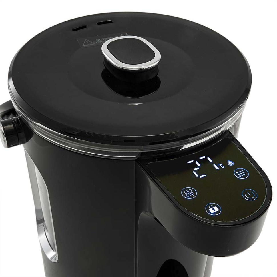 Термопот DELTA LUX DE-1701 (Черный, 3л, 1600Вт, закр.нагр.эл., нерж.сталь, LCD-диспл., 13реж.) Термопот DELTA LUX DE-1701 (Черный, 3л, 1600Вт, закр.нагр.эл., нерж.сталь, LCD-диспл., 13реж.)
