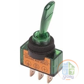 Тумблер 12V 20А (3c) ON-OFF однополюсный  с зеленой подсветкой  REXANT