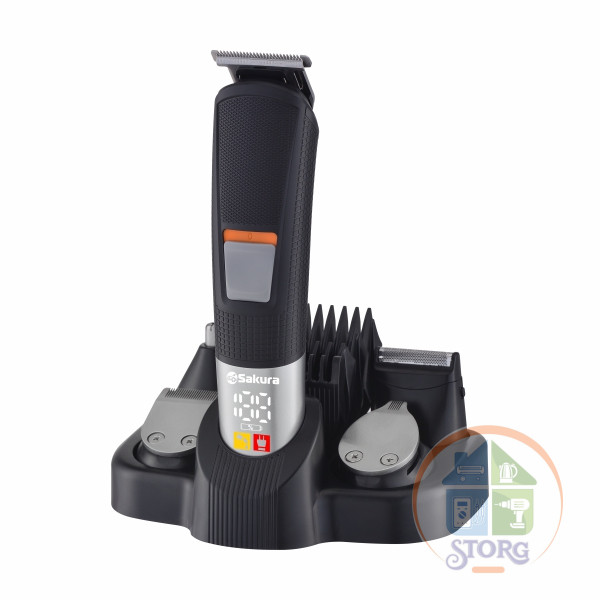Набор для стрижки SAKURA SA-5184BK 10 насадок: 5 гребней (3-12 мм)LED Li-Ion аккум USB