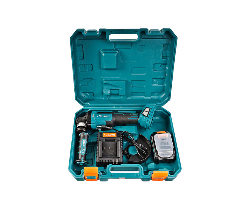 УШМ аккумуляторная бесщеточный STURM! CAG18125BLE; 18В; 1BatterySystem; 125мм; Плавный пуск; Кейс