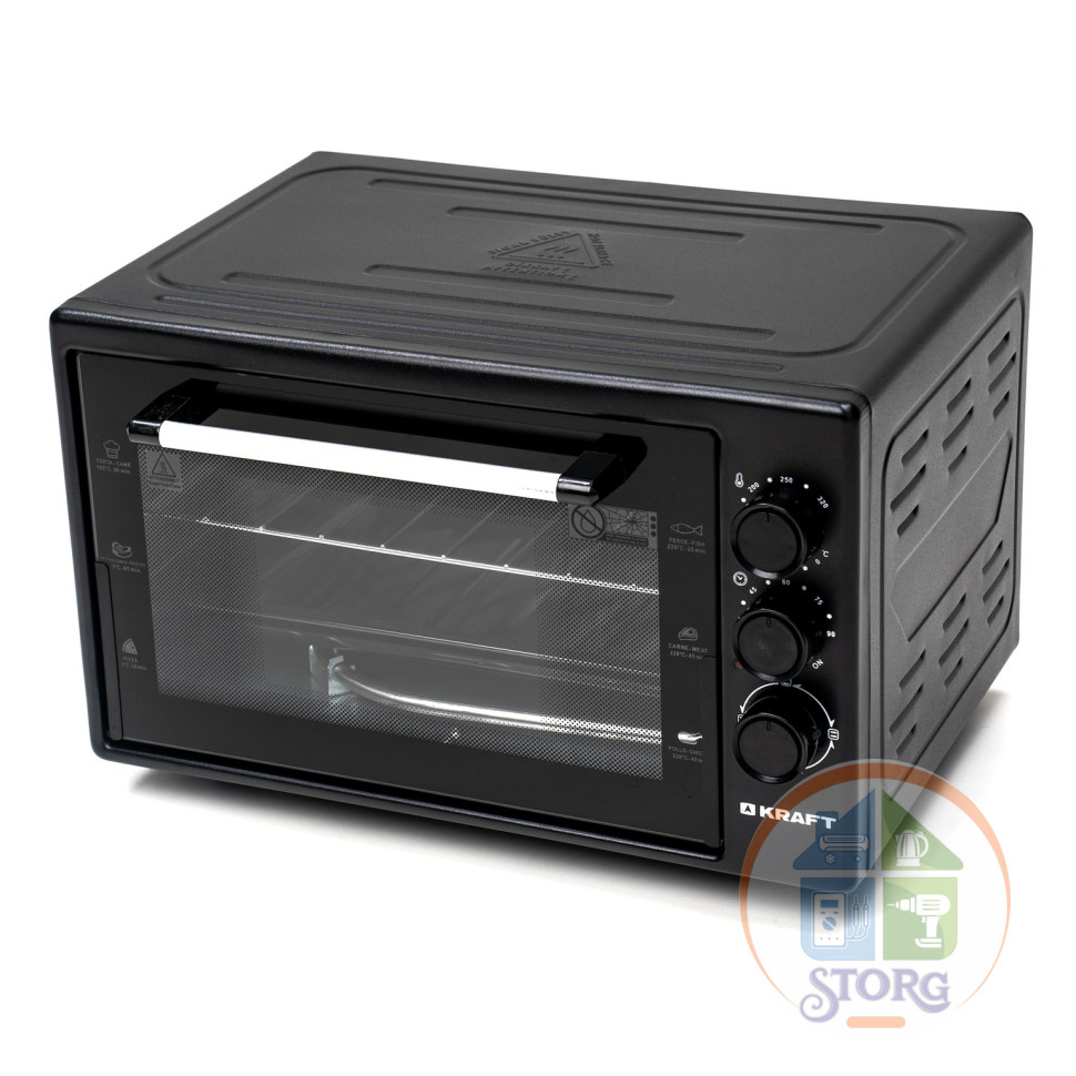 Духовой шкаф KRAFT KF-MO 3800 BL, черный, объем 38л, 1500Вт, нагр.до 320 °C