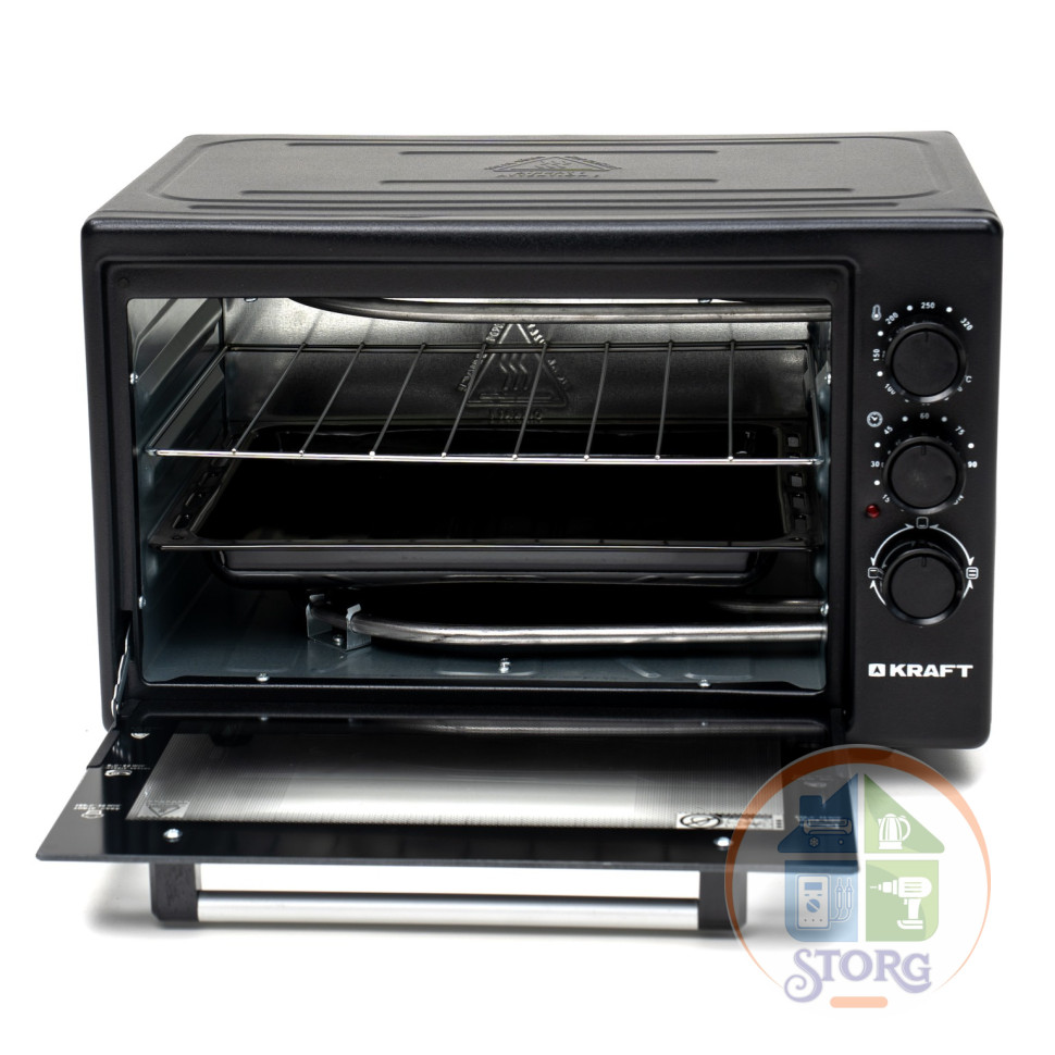 Духовой шкаф KRAFT KF-MO 3800 BL, черный, объем 38л, 1500Вт, нагр.до 320 °C