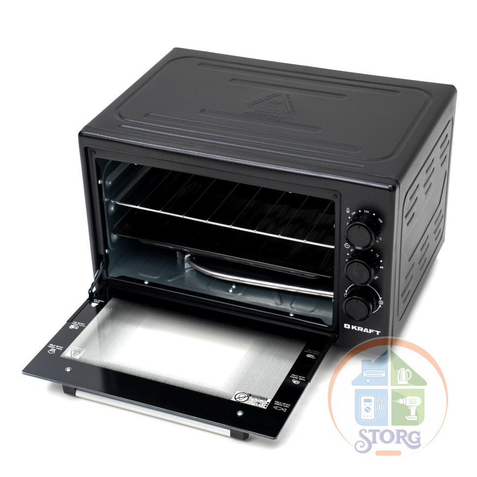 Духовой шкаф KRAFT KF-MO 3800 BL, черный, объем 38л, 1500Вт, нагр.до 320 °C
