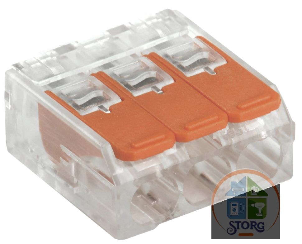 Универсальная многоразовая клемма с рычажком прозрачные СМК 223-413, 2,5мм2, 5 шт., duwi