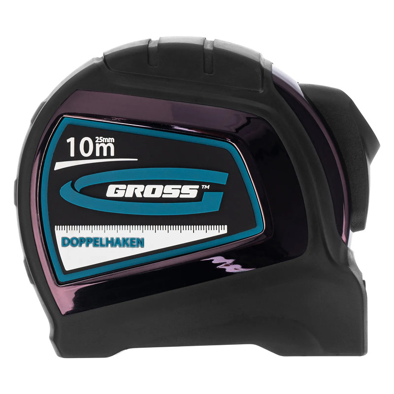 Рулетка Gross "Doppelhaken",10 м x 25 мм, двухсторонний зацеп, нейлон, двуст. шкала, автоматич.