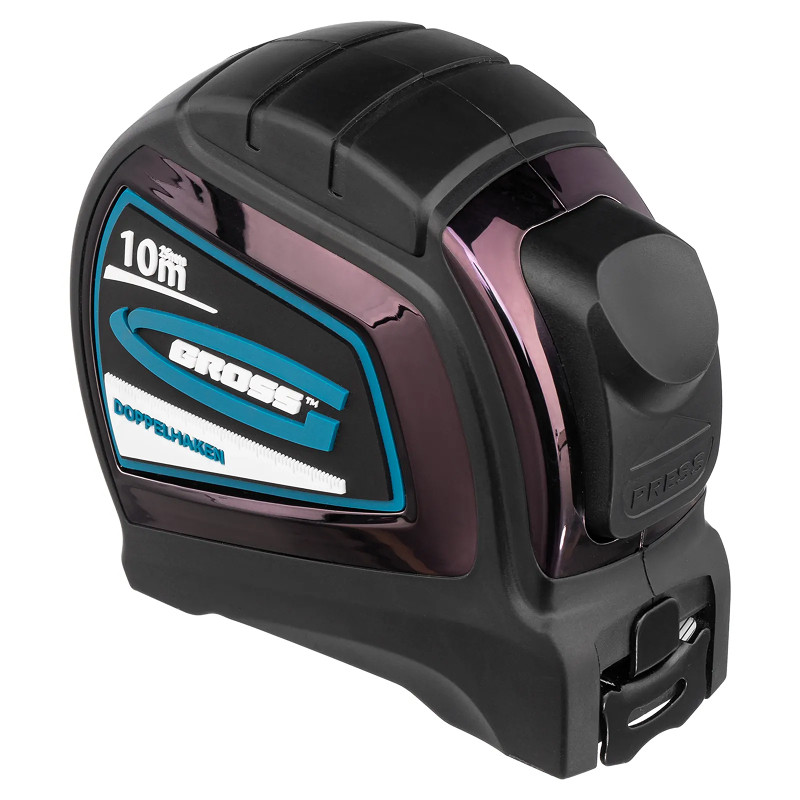 Рулетка Gross "Doppelhaken",10 м x 25 мм, двухсторонний зацеп, нейлон, двуст. шкала, автоматич.