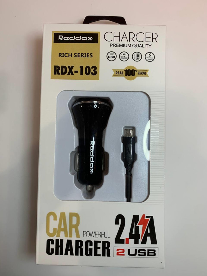 AЗУ Reddax RDX-103 5V2,4A + кабель MicroUSB  черный