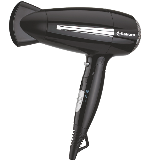 АКЦИЯ! Фен для волос SAKURA SA-4042BK, 2000-2200Вт, 3 температуры нагрева, 2 скорости