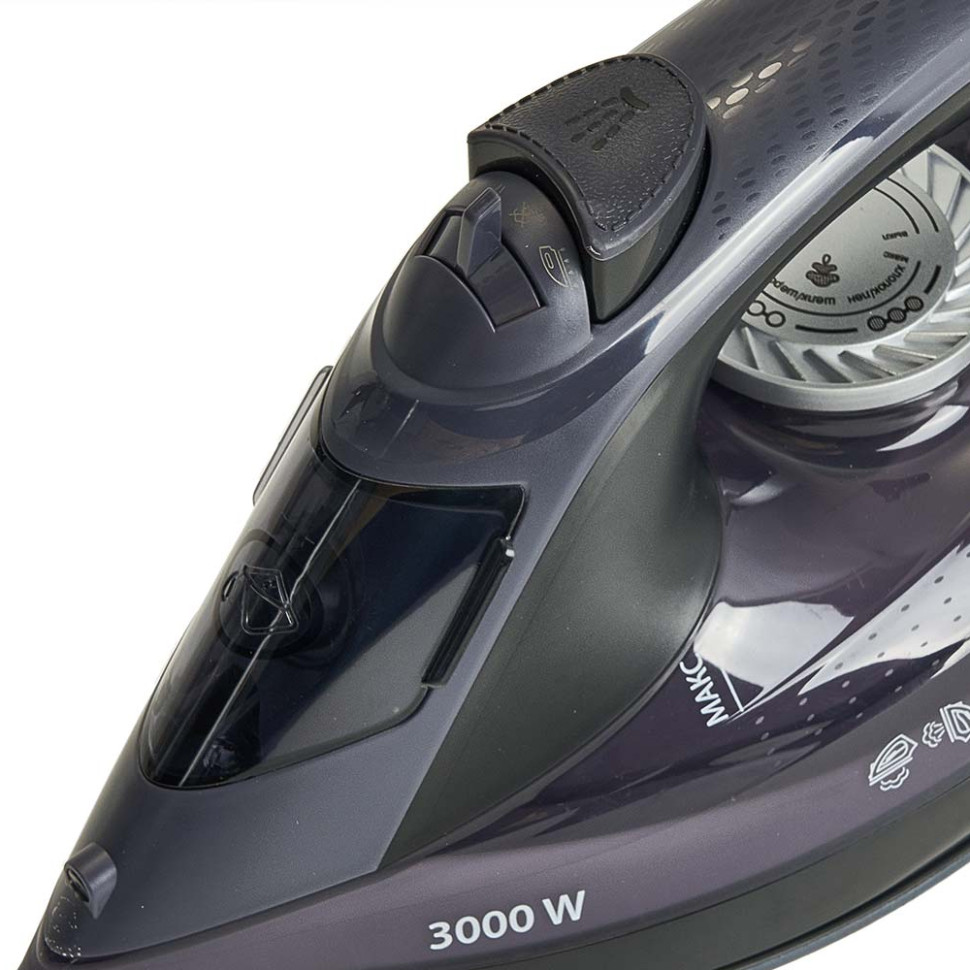 Утюг DELTA LUX DE-3009 Черный с фиолетовым, 3000Вт, керамика, антикапля, антинакипь